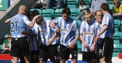 Chambers: Celebrates his strike at Easter Road